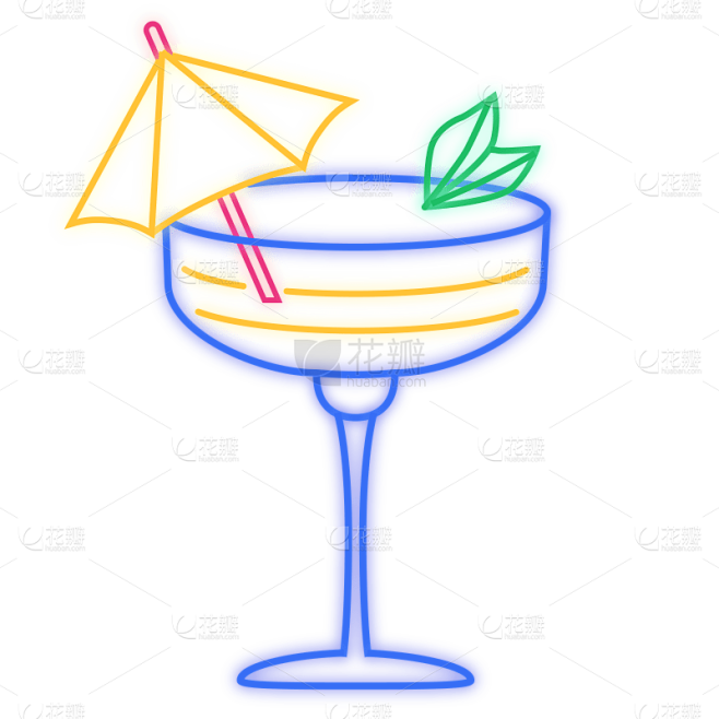 手绘霓虹灯风-杯子元素