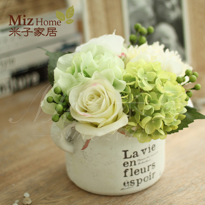 米子家居 干花绣球花花艺假花仿真花 潘塔...