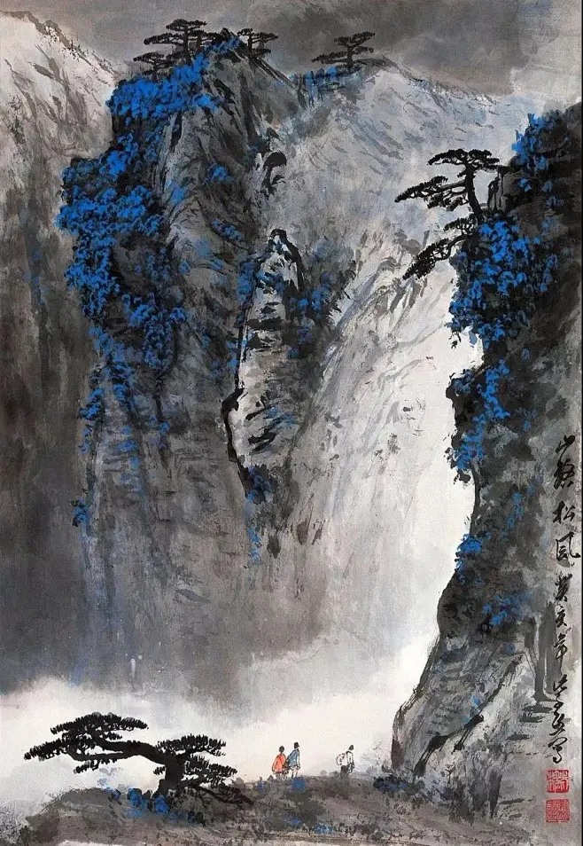 这美不胜收的山水，让人想住进画里！真是好山好水！魏紫熙 山水墨画3-花瓣网