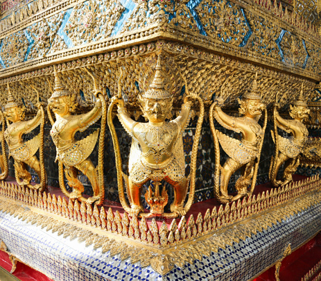 大鹏金翅鸟迦楼罗,泰国,曼谷,玉佛寺,黄金,水平画幅,建筑,无人,宫殿,僧院