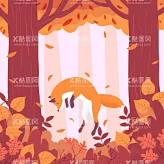 秋天背景   - 源文件下载【酷图网】秋天背景,梦幻,秋天壁纸,大自然,清新,植物,景色,自然季节,四季,秋季,插图,卡通,