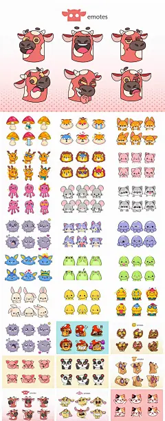 牛蘑菇驯鹿鼠水母青蛙鸡动物表情包创意元素海报EPS模板素材设计-淘宝网