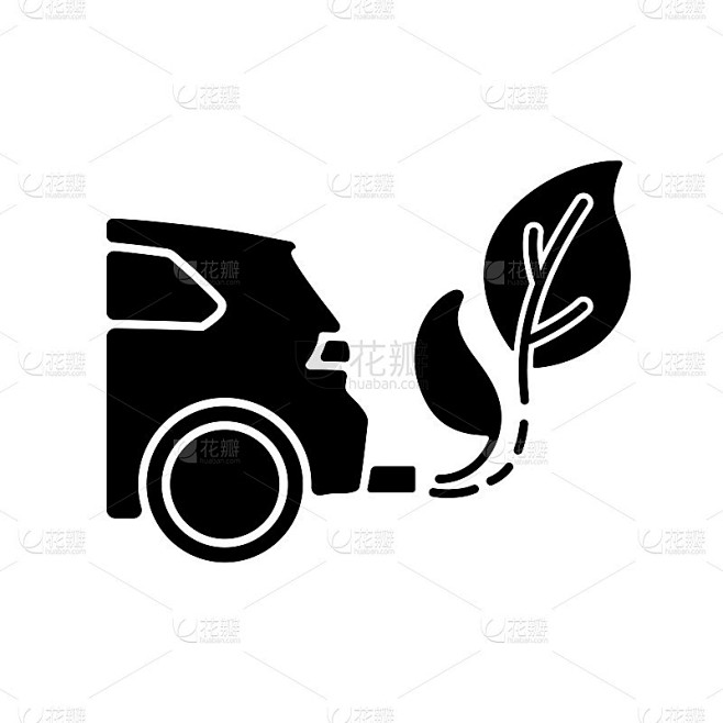 零尾气排放黑色字形图标