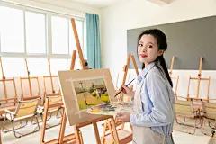 画室教室艺术绘画老师女性人物摄影图片