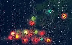 玻璃映照霓虹唯美雨景桌面壁纸 1920x1200