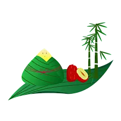 简约大气手绘端午粽子龙舟竹叶素材