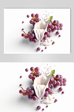 AI数字艺术创意葡萄酸奶液体飞溅模型元素