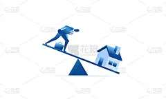 天平不平衡是因为房价比硬币或商人收入概念插画更重，商人平面设计