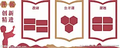 红色教师活动照片文化墙