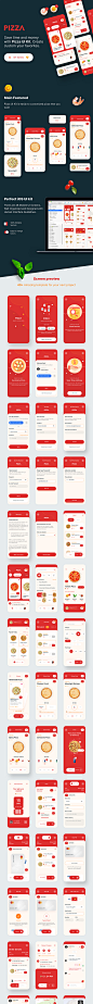 #APP模板#
红色披萨美食外卖订/送餐过滤订单等app ui源文件sketch模板