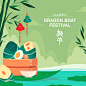 Flat illustration for chinese dragon boat festival celebration