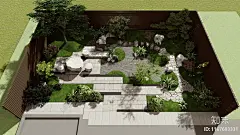 新中式禅意别墅庭院SU模型下载【ID:1167693331】
