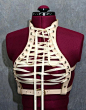 Bolero Ivory Leather Lace Up Underbust Harness victorian steampunk bridal wedding: 