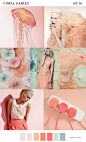 3 Pattern Trends S/S16-Pattern Curator for Eclectic Trends / coral gables pastel, peach, turquoise moodboard / palette