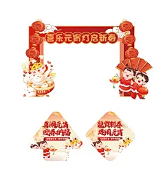 2025蛇年元宵节门头拱门楼氛围美陈布置-众图网