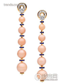 Bulgari 顶级珠宝系列 18K黄金镶钻石、蓝宝石及浅粉红珊瑚珠耳环