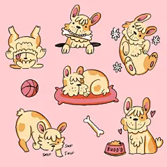 狗狗的一天矢量图