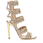 Marble Suede and Light Champagne Mirror Leather Caged Sandals