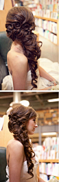 Long Brunette Side Ponytail For Weddings #新娘发型# 【上锦婚纱】