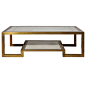 bronze and marble coffee table with two shelves - france c1970: 