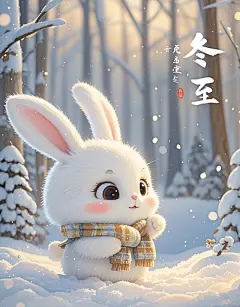 冬至小白兔图形插画元素