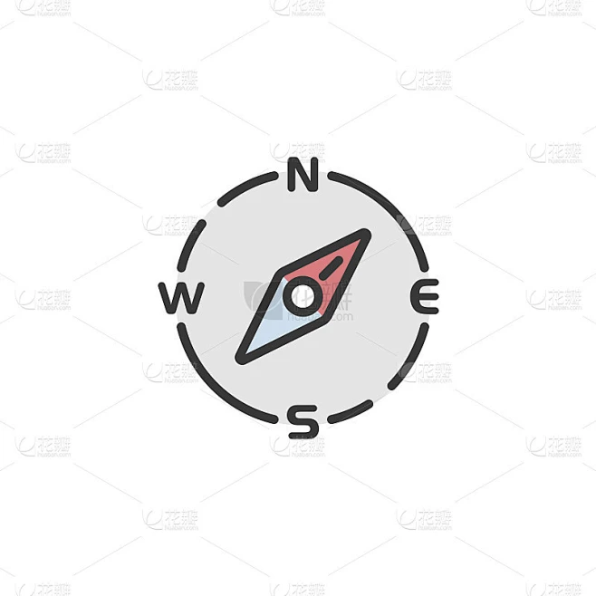 罗盘东北方向。填充颜色图标。天气矢量图图片_其他图片图片素材-花瓣网
