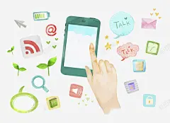 使用手机水彩插画 设计图片 免费下载 页面网页 平面电商 创意素材