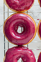 Vanilla Bean Cake Donuts with Blueberry Glaze | Donut Recipe from @cydconverse: 