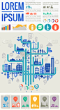 abstract cityscapes infographics town city