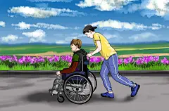 残奥会残疾人坐轮椅人物插画
