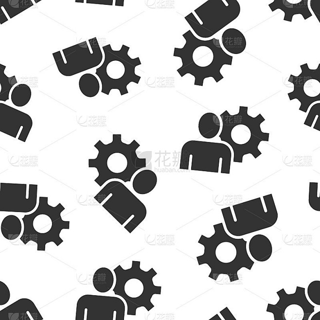 People with gear icon in flat style. Person cogwhe