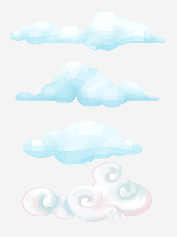 蓝色云朵手绘卡通海报背景