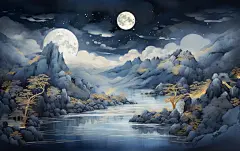 山川河流古风山水树木唯美古风山水壁纸