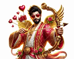 Valentine day slot game character on simple background | Premium AI-generated image
