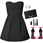 A fashion look from November 2014 featuring black bandeau dress, high heel sandals and pocket pouch. Browse and shop related looks.
