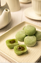 抹茶流心麻糬糕点甜品食物摄影图片-众图网