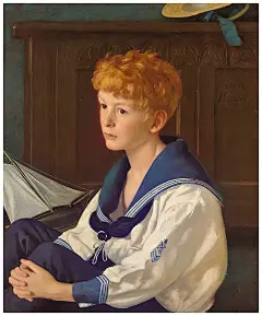 Portrait of Norman Leith-Hay Clark爱德华·罗伯特·休斯Edward Robert Hughes（1851-1914）英国画家，他是第二代拉斐尔前派艺术家中备受尊敬的人物。休斯与他的同时代人一样受到拉斐尔前派影响并继续实践，关注现实主义和鲜艳色彩的品质。休斯保持着这些传统，并喜爱浪漫和象征性的主题，直到二十世纪。他的作品具有文学性与神话性，以绘画语言表现朦胧的意境，充满神秘的感觉。他的那些作品如飘渺虚无的星际世界，日月星辰，星球中的星际美人，迷蒙而淡雅，有一种难以言说的感觉