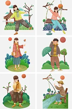 春游踏青合集插画图片大小2000x3020px 图片尺寸3.73 MB 来自PNG搜索网 pngss.com 免费免扣png素材下载！春游#春游踏青#郊游#卡通插画#卡通手绘#绿色的植物#踏青旅游#外出游玩#