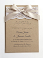 Ribbon and Lace Wedding Invitation by STNstationery on Etsy, £3.00