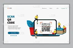 QR码扫描矢量图解概念，人们扫描qr码付款等等，可用于，登陆页，模板，ui，web，移动应用，海报，