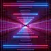 3d render, glowing lines, neon lights, abstract psychedelic background, corridor, tunnel, ultraviolet, spectrum vibrant colors, laser show