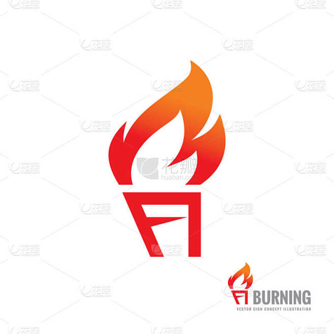 熊熊燃烧的火炬-矢量 logo 模板概念插画。火火焰创造性的星座。设计元素.