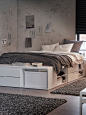 A small and perfectly balanced bedroom - IKEA : Looking for bedroom inspiration? Check out this bedroom for practical ideas and furniture tips to help you combine plenty of storage with lots of style.