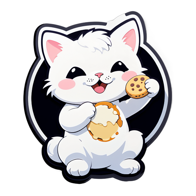 白猫吃饼干贴图贴纸
