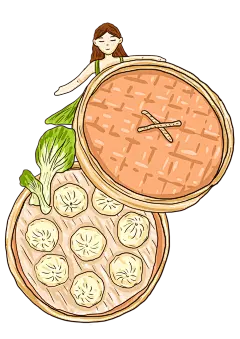 卡通手绘包子小笼包