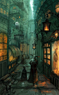 Street alley by ~ZERG118 on deviantART  this is kindof Harry Potter-ish, but still a little spooky...love it: 