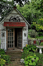 Metal Hoop for outdoor decor on a charming cottage Garden Shed: 