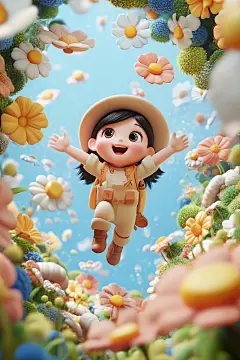 儿童形象穿越隧道玩耍