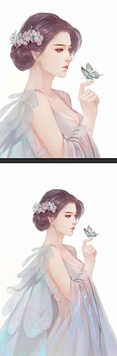 蝴蝶仙子-秋古_唯美,梦幻,写实,言情,玄幻,美女_涂鸦王国插画