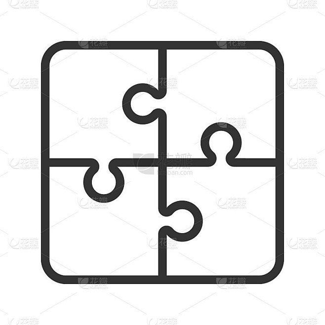 拼图矢量形状图标。拼图符号符号。轮廓孤立在白色背景上。